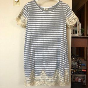 Gray and Cream Lace Loose Dress